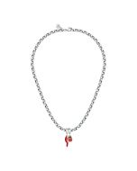 Morellato women drops necklace stainless steel silver , Red