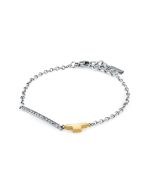 Trussardi T-LOGO bracelet steel silver with gold size 16+3CM
