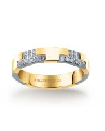 Trussardi T-LOGO Element ring steel gold with crystal size 18