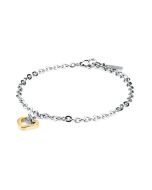 Trussardi T-LOGO Heart ladies bracelet silver , Gold size 16+3CM