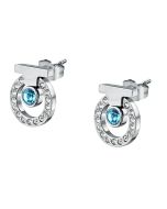 Trussardi T-LOGO ladies earring silver with blue crystal
