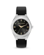 Trussardi Men's Black Leather Watch - Elegant & Timeless